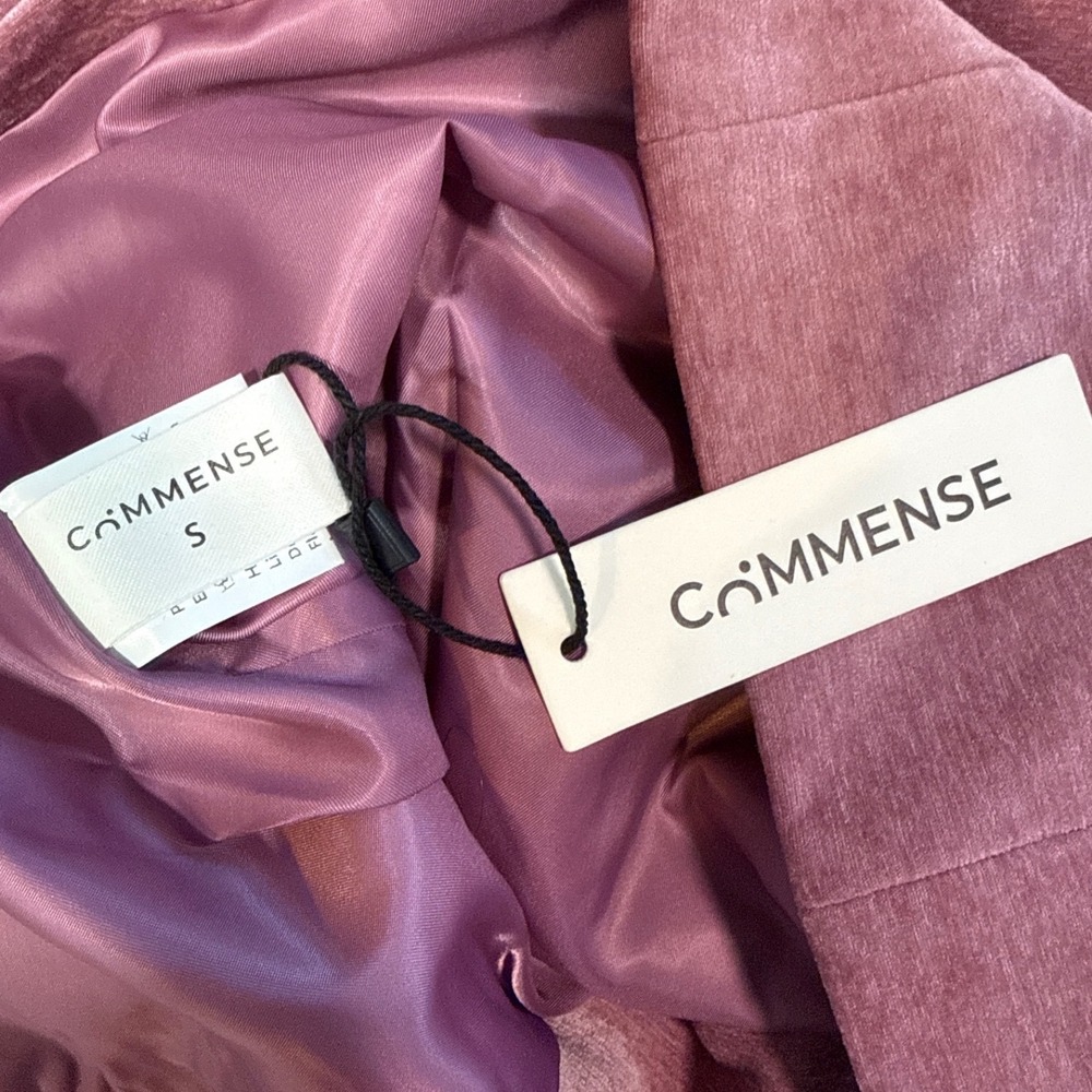 NWT Commense Womens Velvet Tailored Blazer Dusty Rose Pink Gold Button S - Picture 4 of 5